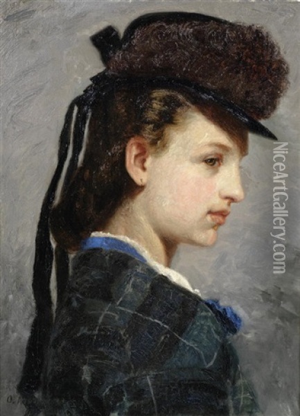 Portrait Of A Young Girl Oil Painting - Olof Arborelius