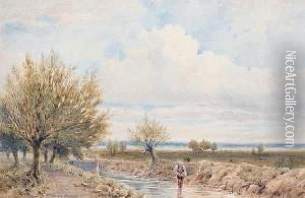 Dredging The Stream Oil Painting - George Parsons Norman