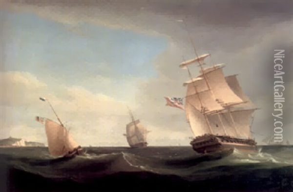 Ships Off Dover Oil Painting - William John Huggins