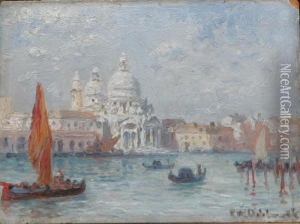 Santa Maria Della Salute - Motiv Fran Venedig Oil Painting - Frans Wilhelm Odelmark