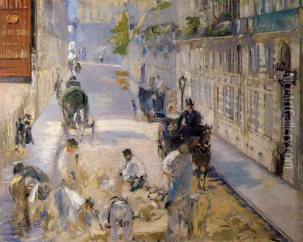 Rue Mosnier with Road Menders Oil Painting - Edouard Manet