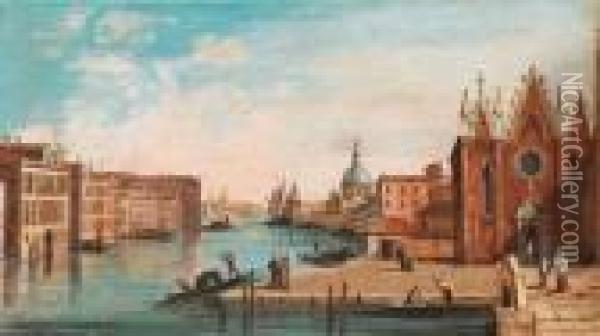 Veduta Del Canal Grande Dalla Carita Verso La Salute Oil Painting - Giuseppe Bernardino Bison
