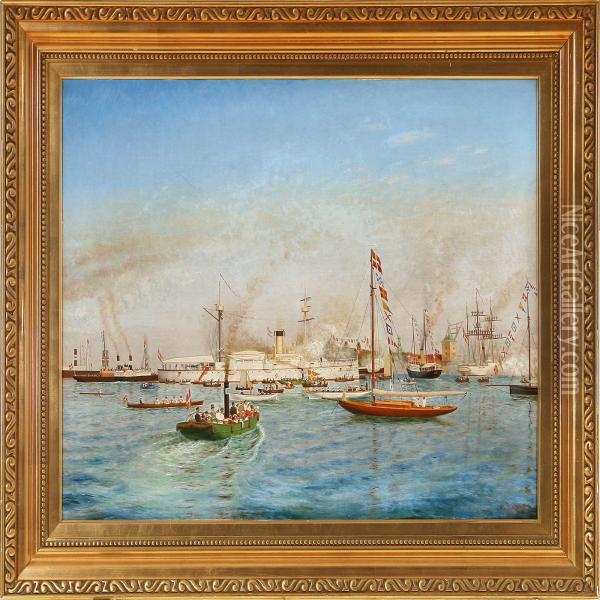 The Danish Warshipvalkyrien Arrive Copenhagen Oil Painting - Jacob Hansen