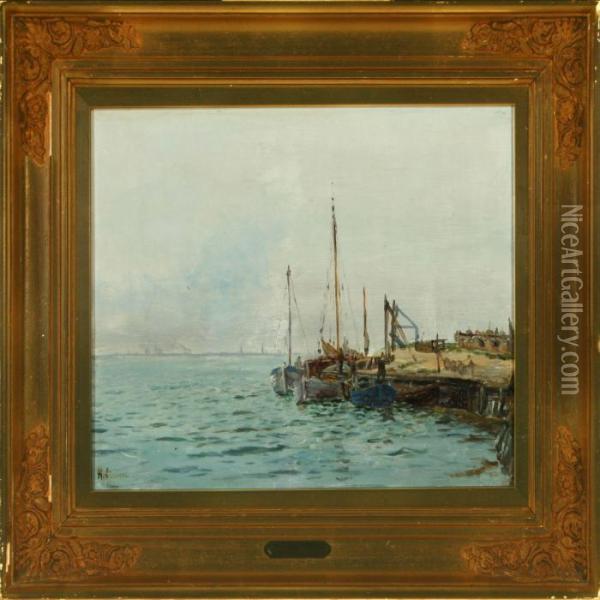 View To Copenhagenfrom Saltholm Oil Painting - Holger Peter Svane Lubbers
