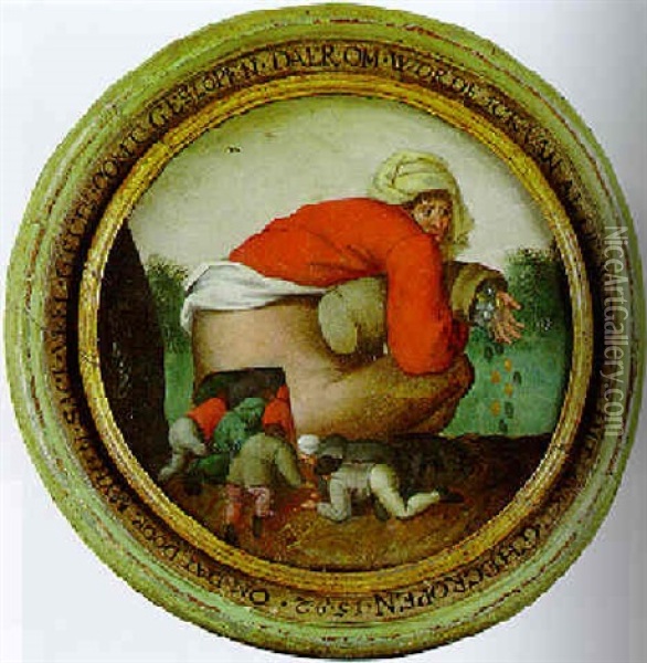 A Proverb: The Man With The Moneybag And His Followers Oil Painting - Pieter Brueghel the Younger