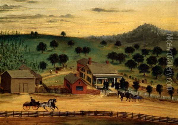 Farm Scene Oil Painting - Joseph Henry Hidley