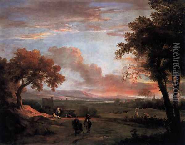 Southern Landscape at Twilight Oil Painting - Marco Ricci