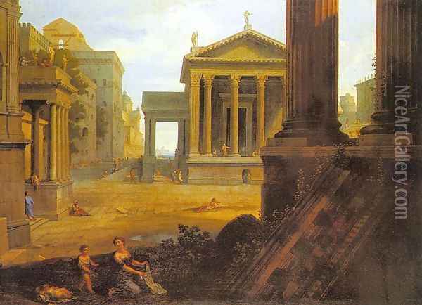 Square in an Ancient City 1763-64 Oil Painting - Jean Lemaire