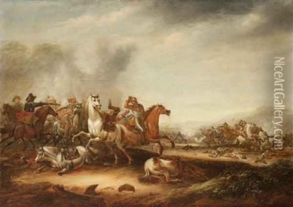 Choc De Cavalerie Oil Painting - Jan Karel Jacob De Jonge
