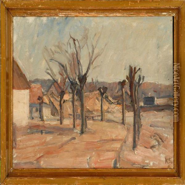 Road With Houses Oil Painting - Carl Schou