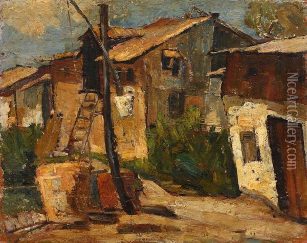Village Edge Oil Painting - Ioan Ispas