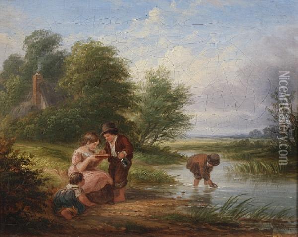 Fishing For Minnows Oil Painting - John Anthony Puller