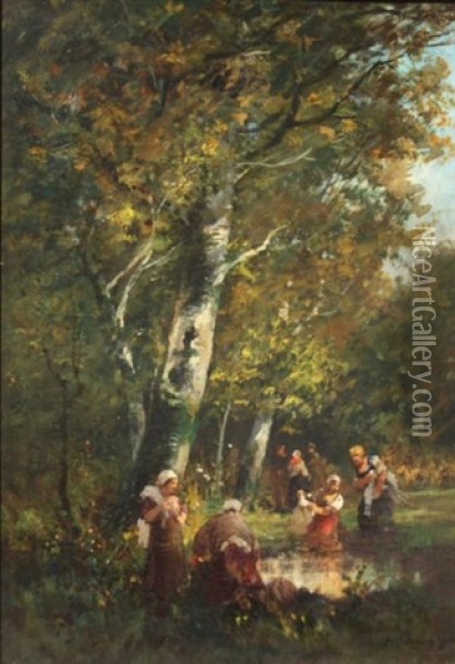 Les Lavandieres Oil Painting - Armand Charnay