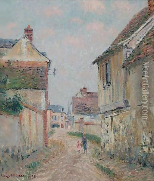Mere Et Enfant Sur La Rue De Pontoise Oil Painting - Gustave Loiseau