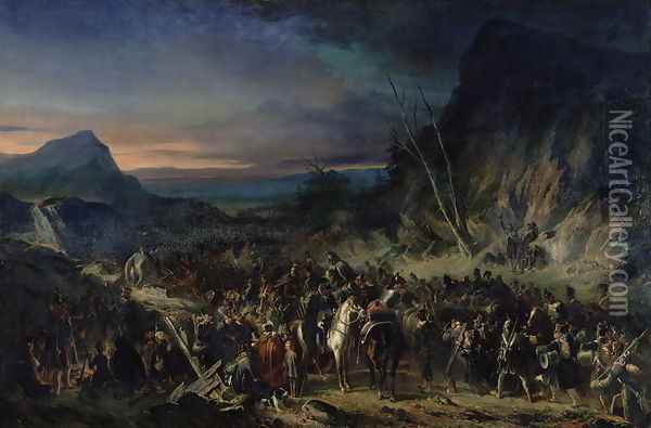 The Ravine, Campaign of 1809, 1843 Oil Painting - Nicolas Toussaint Charlet