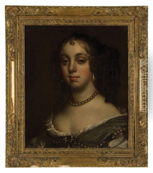 Portrait Of Catherine Of Braganza Oil Painting - Antoine Pierre Mongin