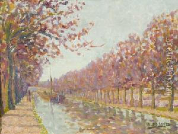 Canal Au Printemps Oil Painting - Auguste Michel Colle