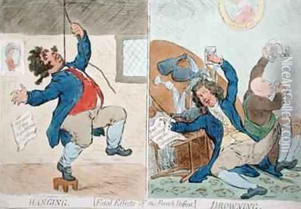 Hanging and Drowning or Fatal Effects of the French Defeat Oil Painting - James Gillray