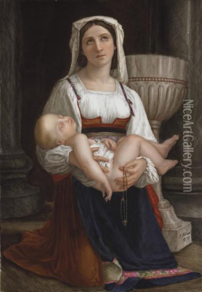 Mother And Child Oil Painting - Henri Jobard