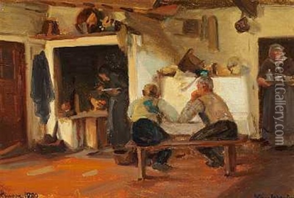 Interior Fra Brondums Kokken Oil Painting - Viggo Johansen