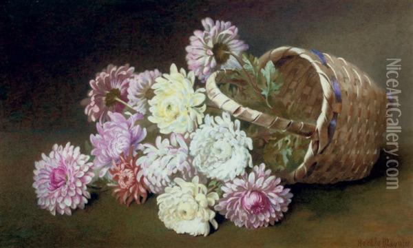 Spring Flowers Tumbling Out Of A Basket Oil Painting - Berthe Maguire