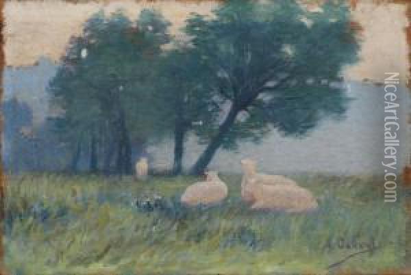 Les Moutons (esquisse) Oil Painting - Alphonse Osbert