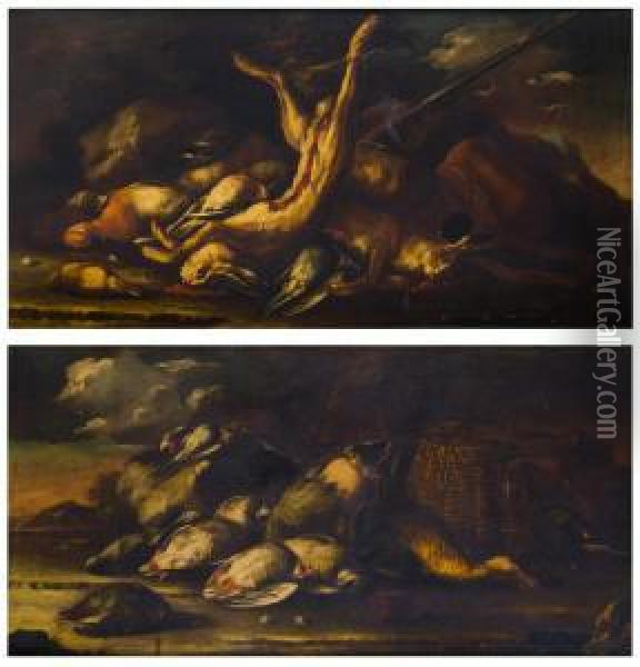Nature Morte Con Anatre E Cacciagione Oil Painting - Baldassare De Caro