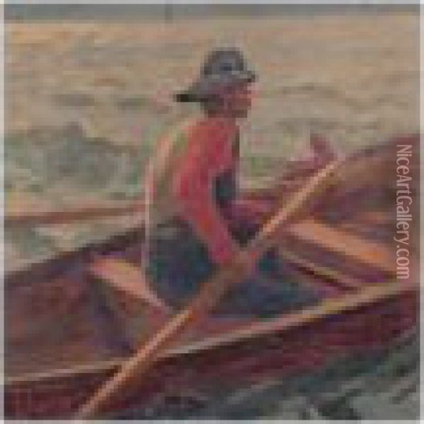 The Rower Oil Painting - Hans Dahl
