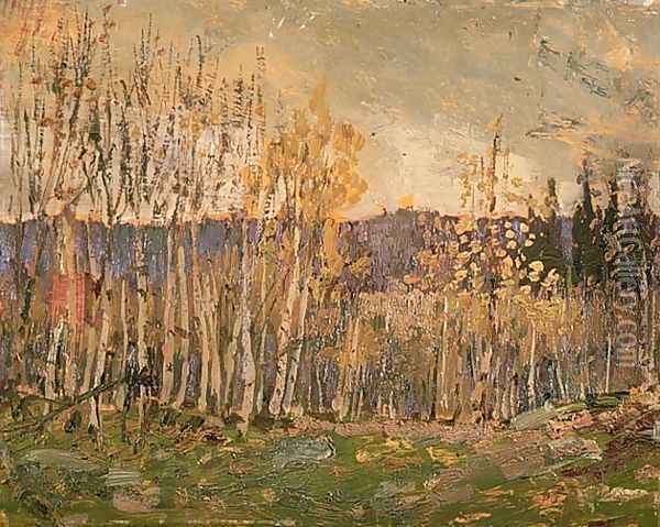 Poplars Oil Painting - Arthur Lismer