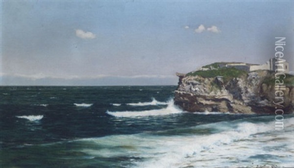 A Rocky Cove Oil Painting - Juan Martinez Abades