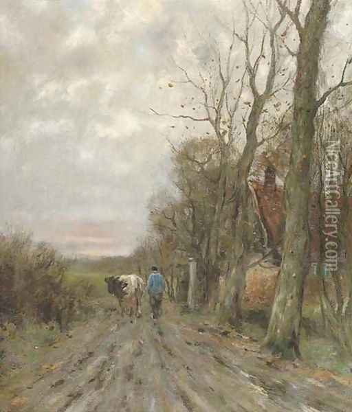 Along a country track at sunset Oil Painting - Charles Paul Gruppe