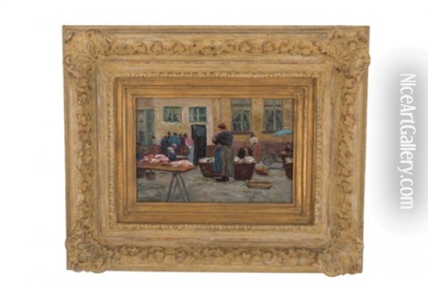The Fish Market Oil Painting - Charles Chapel Judson