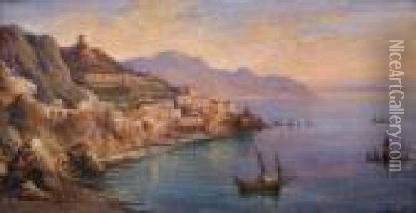 Veduta Di Amalfi Oil Painting - Consalvo Carelli
