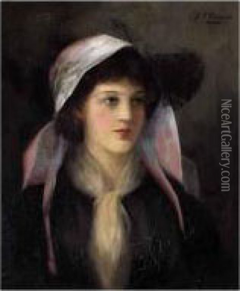 Portrait Of A Young Lady Oil Painting - Louise Ellen Perman