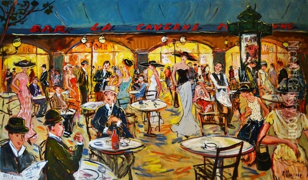 bar la Caverne Oil Painting - Marc Clauzade