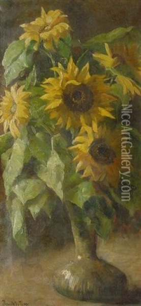Stilleben Mit Sonnenblumen Oil Painting - Bernard de Hoog