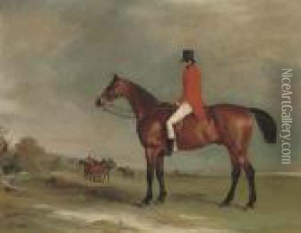William Wilson On Go Easy, In A Landscape With A Hunt Beyond Oil Painting - John Snr Ferneley