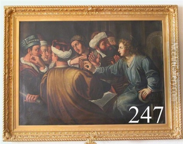 Men Surrounding Angel Oil Painting - Maerten Jacobsz van Heemskerck
