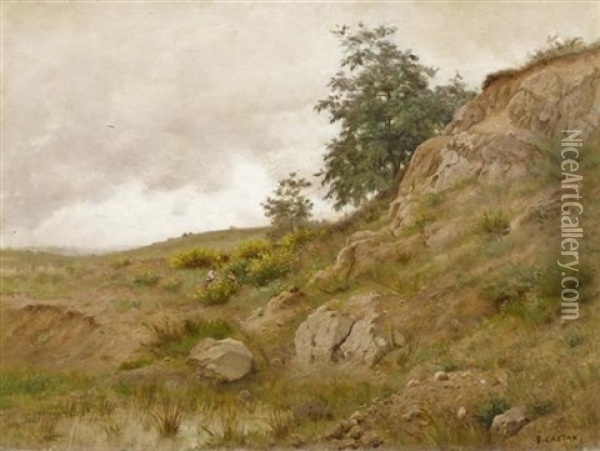 Felsenlandschaft Mit Zwei Personen Oil Painting - Gustave Eugene Castan