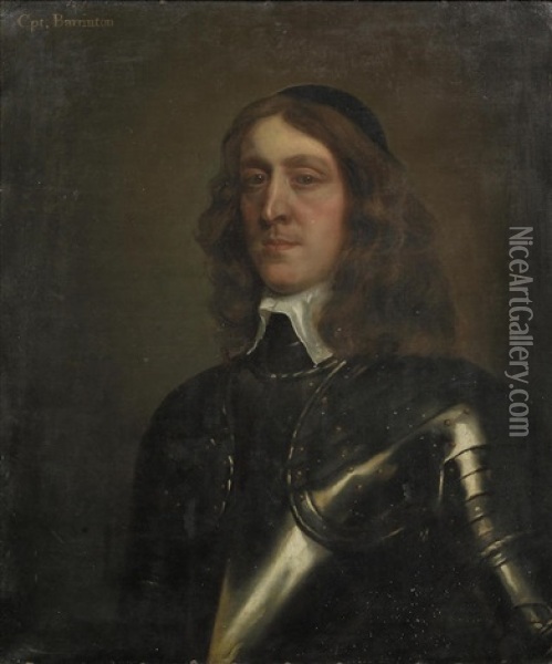 Portrait Of A Gentleman, Traditionally Identified As Captain Barrinton, Half-length, In Armour Oil Painting - Robert Walker