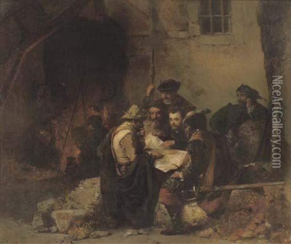 De Veldheren: Planning The Campaign Oil Painting - Pieter Molijn