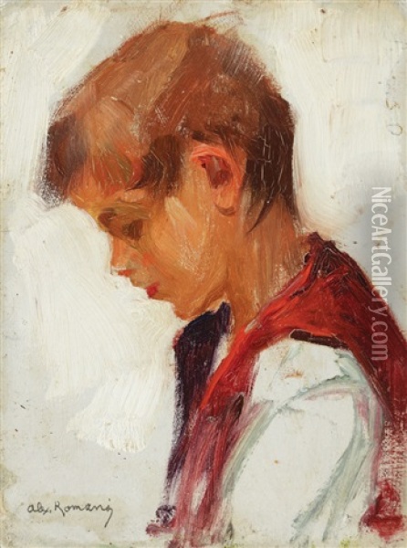Portrait Of A Child Oil Painting - Alexandru Romano