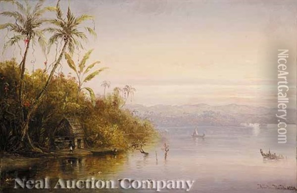 Tropical Sunset Oil Painting - Norton Bush