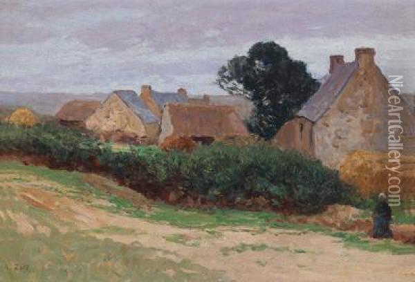 Gehoft In Der Bretagne Oil Painting - Alfred Zoff