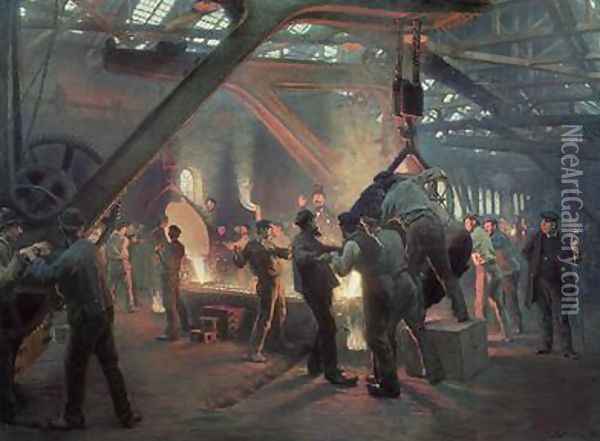 Biermeister and Wain Steel Forge Oil Painting - Peder Severin Kroyer