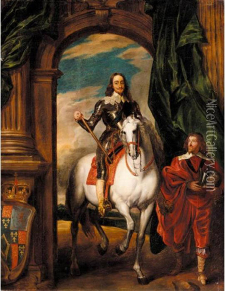 Equestrian Portrait Of King Charles I Accompanied By Monsieur De St. Antoine Oil Painting - Sir Anthony Van Dyck