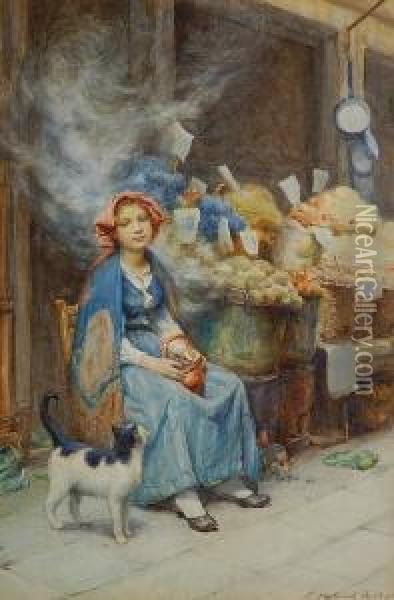 The Vegetable Seller Oil Painting - Percy Harland Fisher