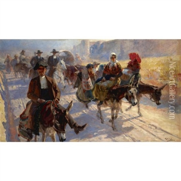 Romeria (procession) Oil Painting - Ulpiano Checa Sanz