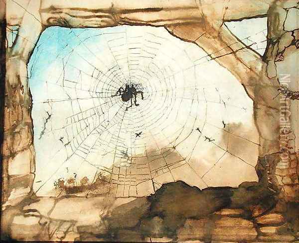 Vianden through a Spiders Web Oil Painting - Victor Hugo