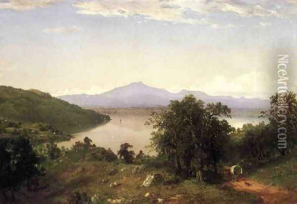 Camels Hump from the Western Shore of Lake Champlain Oil Painting - John Frederick Kensett